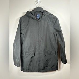 Gap Jacket Light Rain Spring Hooded Black Coat Size Small